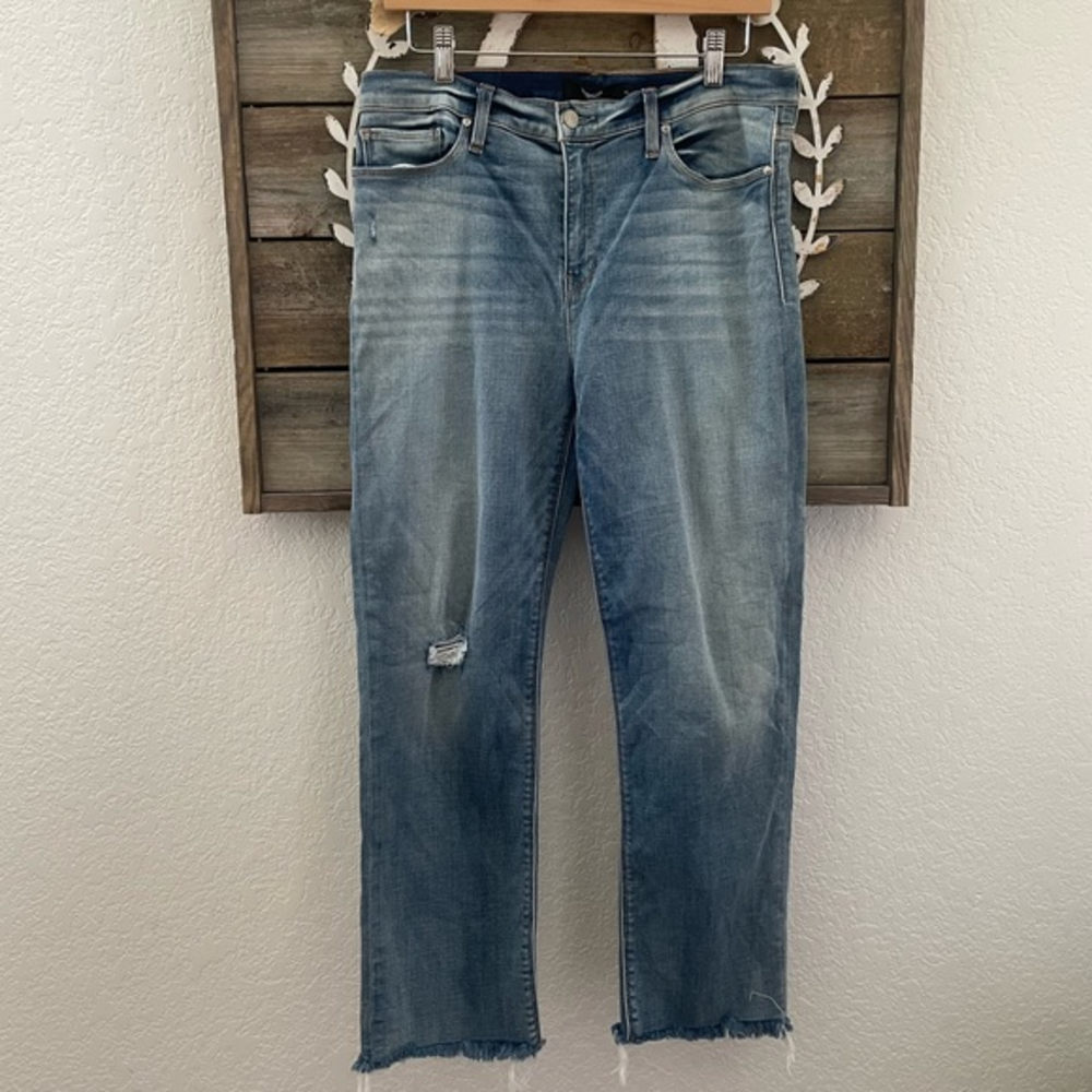Hudson Nico Cigarette blue stretch denim frayed hem jeans size 31